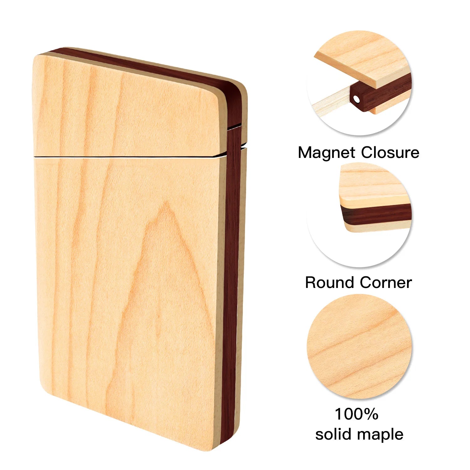 1pc Wooden Card Case Small Portable Wood Magnetic Closure Credit ID Card Storage Business Card Holder Handbag Purses Pocket