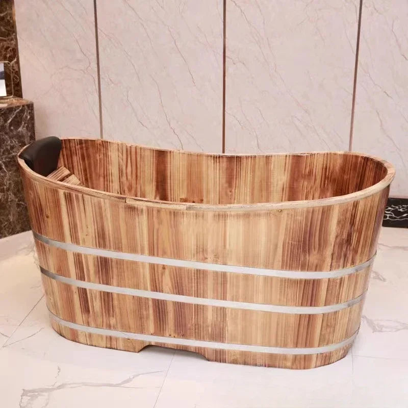 Mobile Bathtub Adult Portable Adults Sauna Wood Tub Hot Outside Shampoo Wooden Sink Half Body Outdoor Badewanne Spa Children