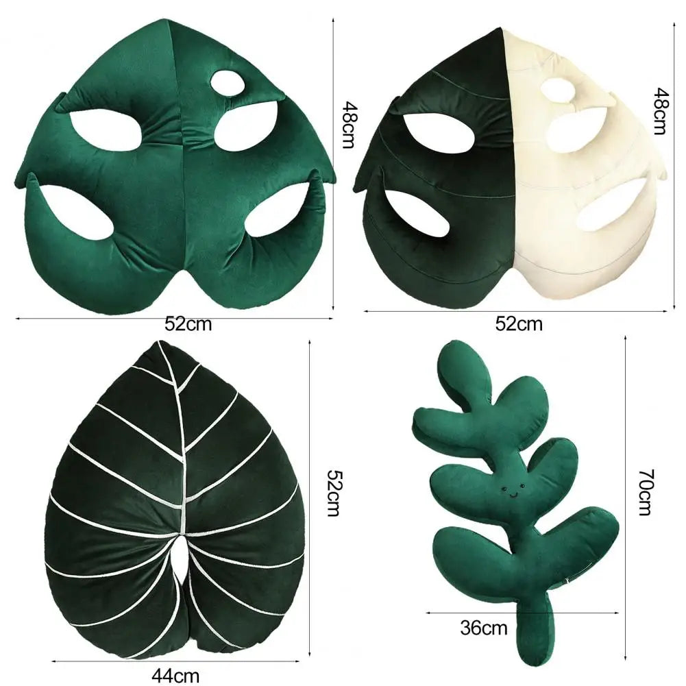 Throw Pillow Soft Comfortable Hidden Zipper Green Plant Shaped Nordic Leaf Pillow For Sofa Pillow Cushion Home Decor Monstera