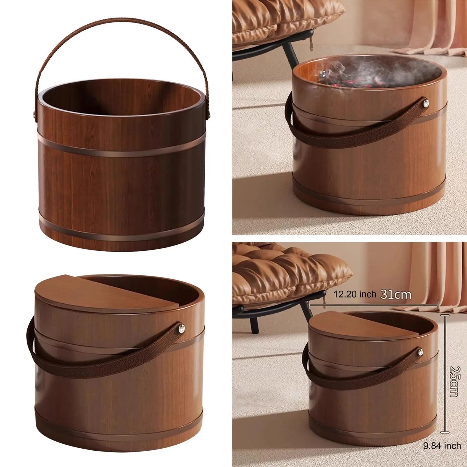 Wood Foot Bath Foot Soak Tub, Laundry Tub Barrel, Pedicure Tub, SPA Washing Bowl