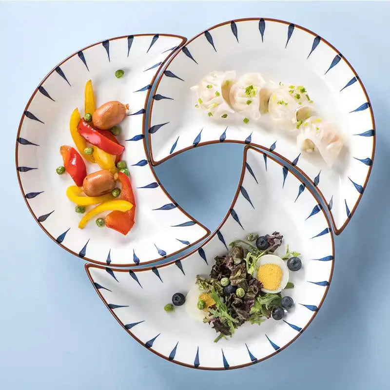 Japanese Ceramic Tableware Combination Moon Platter Household Gathering Dinner Plate Tray Swing Fruit Plate Tableware Set