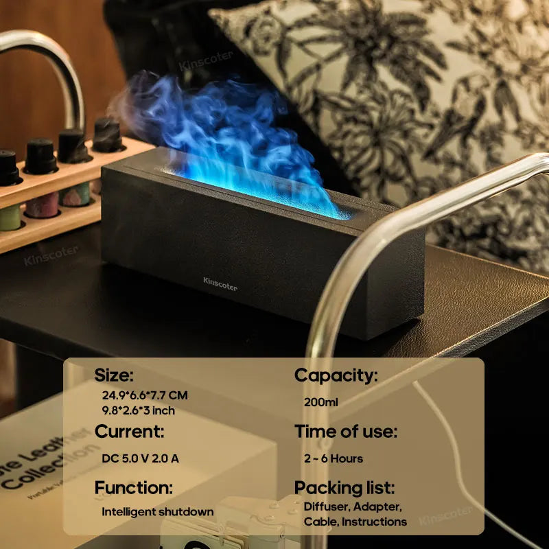 KINSCOTER Flame Aroma Diffuser Air Humidifier Ultrasonic Cool Mist Maker Fogger LED Essential Oil Flame Lamp Difusor