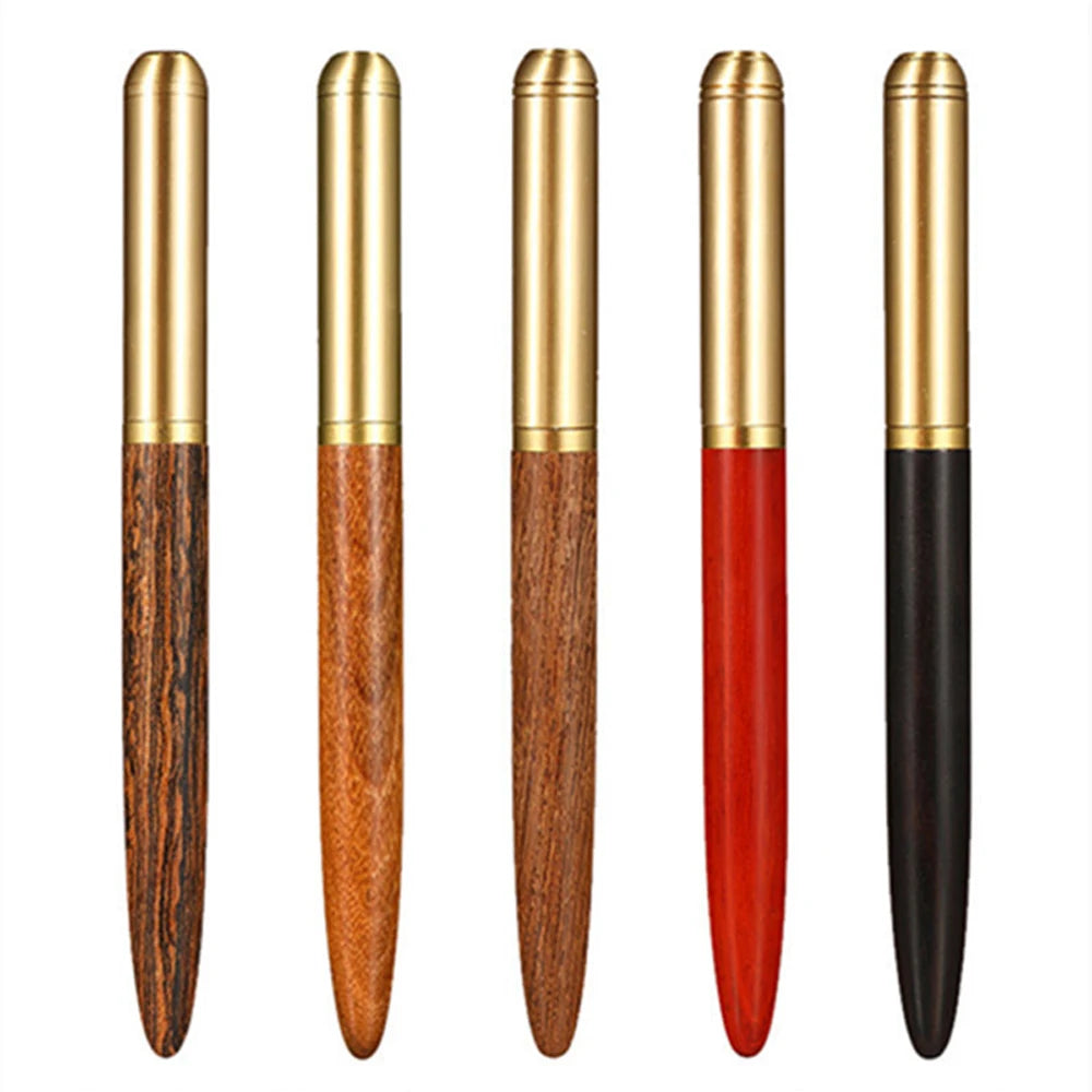 Retro Wood Bronze Fountain Pen 0.5mm Luxurry Wooden Office Business Writing Art Calligraphy Pens Office Stationery Gift Ink Pen