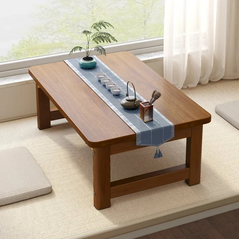 Japanese Wooden Folding Small Tea Table Bed Floor Bay Window Tatami Balcony Coffee Side Table Home Furniture Decorations