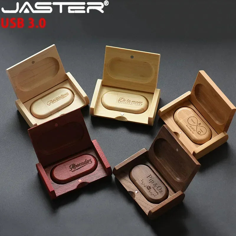 JASTER USB 3.0 High speed LOGO wooden+Box Personal LOGO customer pendrive 8GB 16GB 32GB 64GB usb Flash Drive pen drive U disk