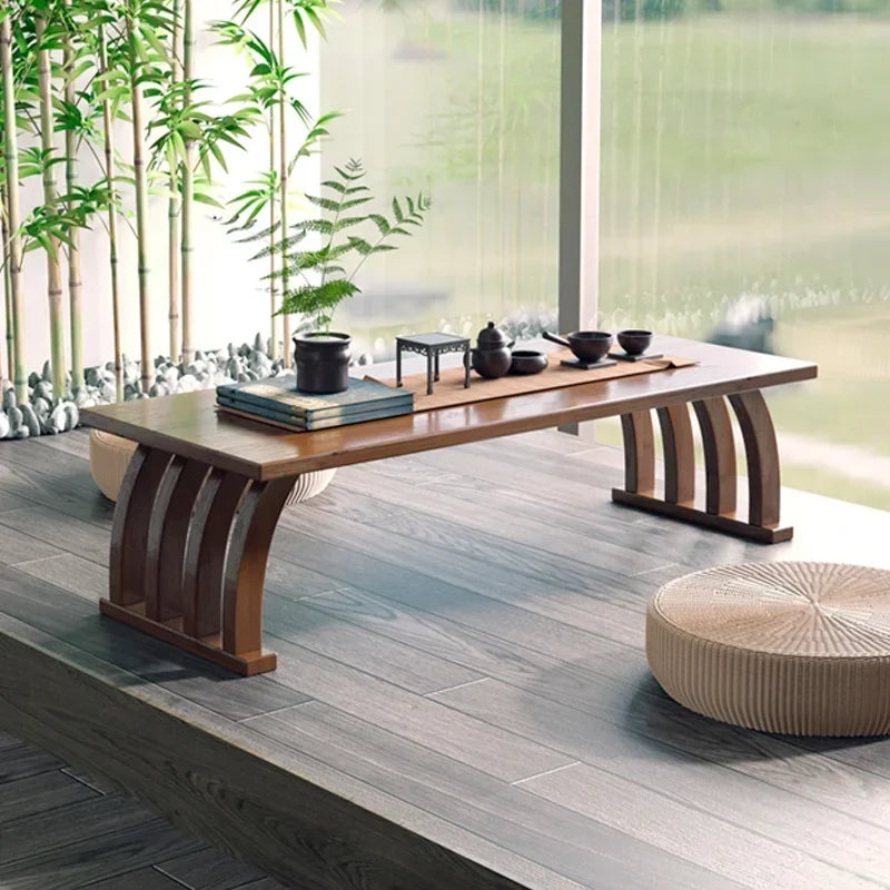 Bamboo Tatami Tea Table Small Japanese Sitting Coffee Tables Windowsill Web-Red Chinese Side Table