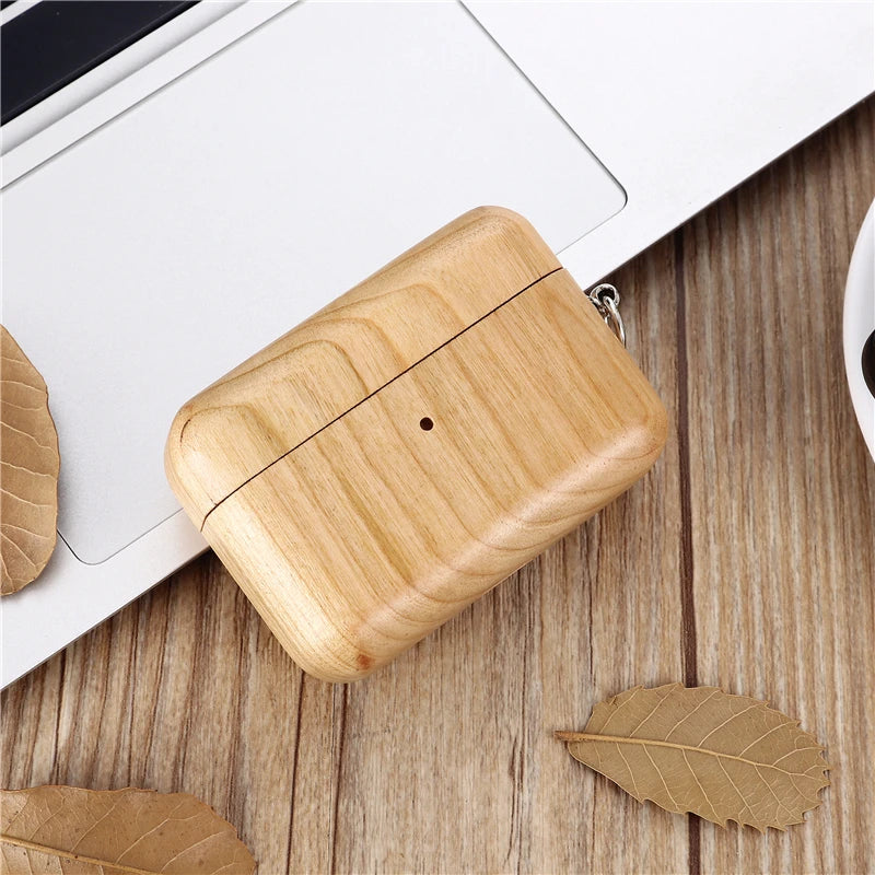 2019 Luxury Handmade Wooden Case for For AirPods Pro Solid wood Protective Cover Case with Anti-lost Buckle for Airpods 3 2021