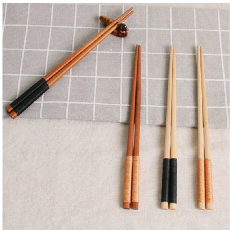 Handmade Japanese Natural Chestnut Wood Sushi Chopsticks Set Value Gift Sushi Chinese food Tie line