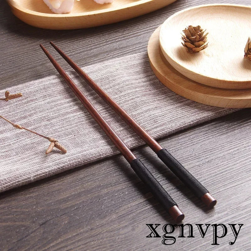 Xgnvpy 4PCS Handmade Japanese Natural Chestnut Wood Sushi Chopsticks Set Value Gift Sushi Chinese Food Tie Line