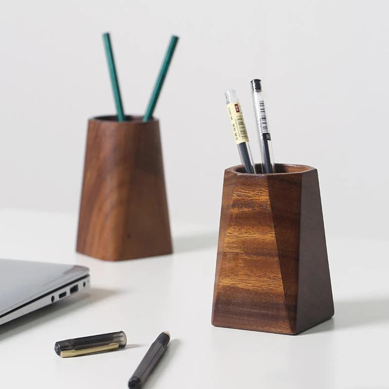 Wooden Pen Holder Pencil Cup Storage Box Vintage Desk Organizer Makeup Brush Holder Desk Accessories Pen Holders