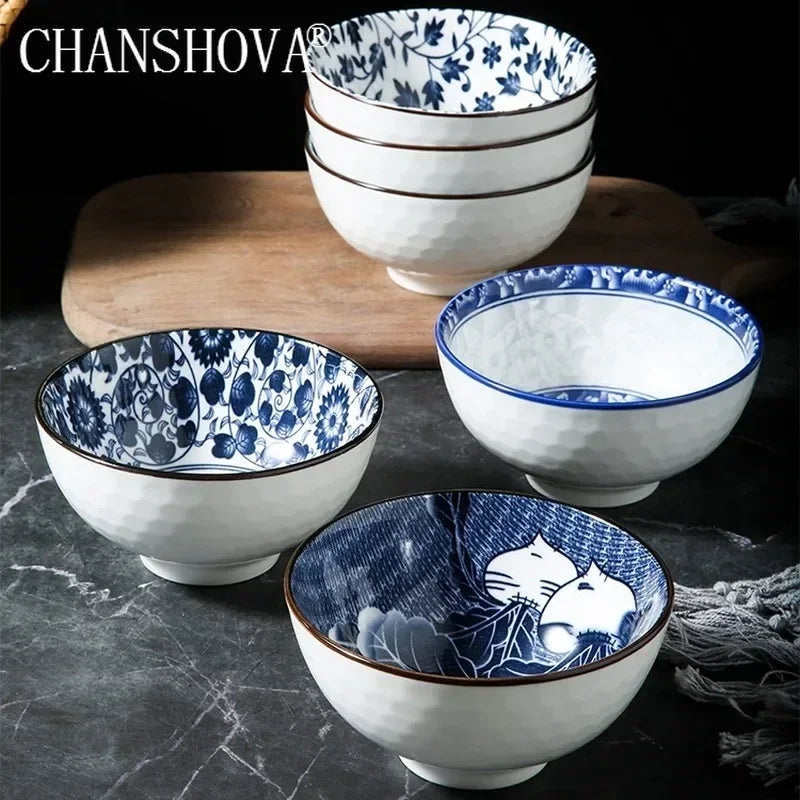 CHANSHOVA  Chinese retro style Ceramic Home small Rice bowl Porcelain noodle soup bowl Personality China Tableware H193