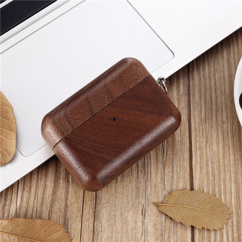 2019 Luxury Handmade Wooden Case for For AirPods Pro Solid wood Protective Cover Case with Anti-lost Buckle for Airpods 3 2021