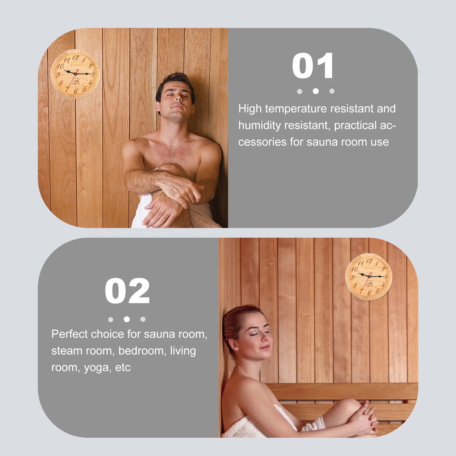 Sauna Wooden Clock Steam Room Equipment for Decorative Timer Clocks Digital Wall