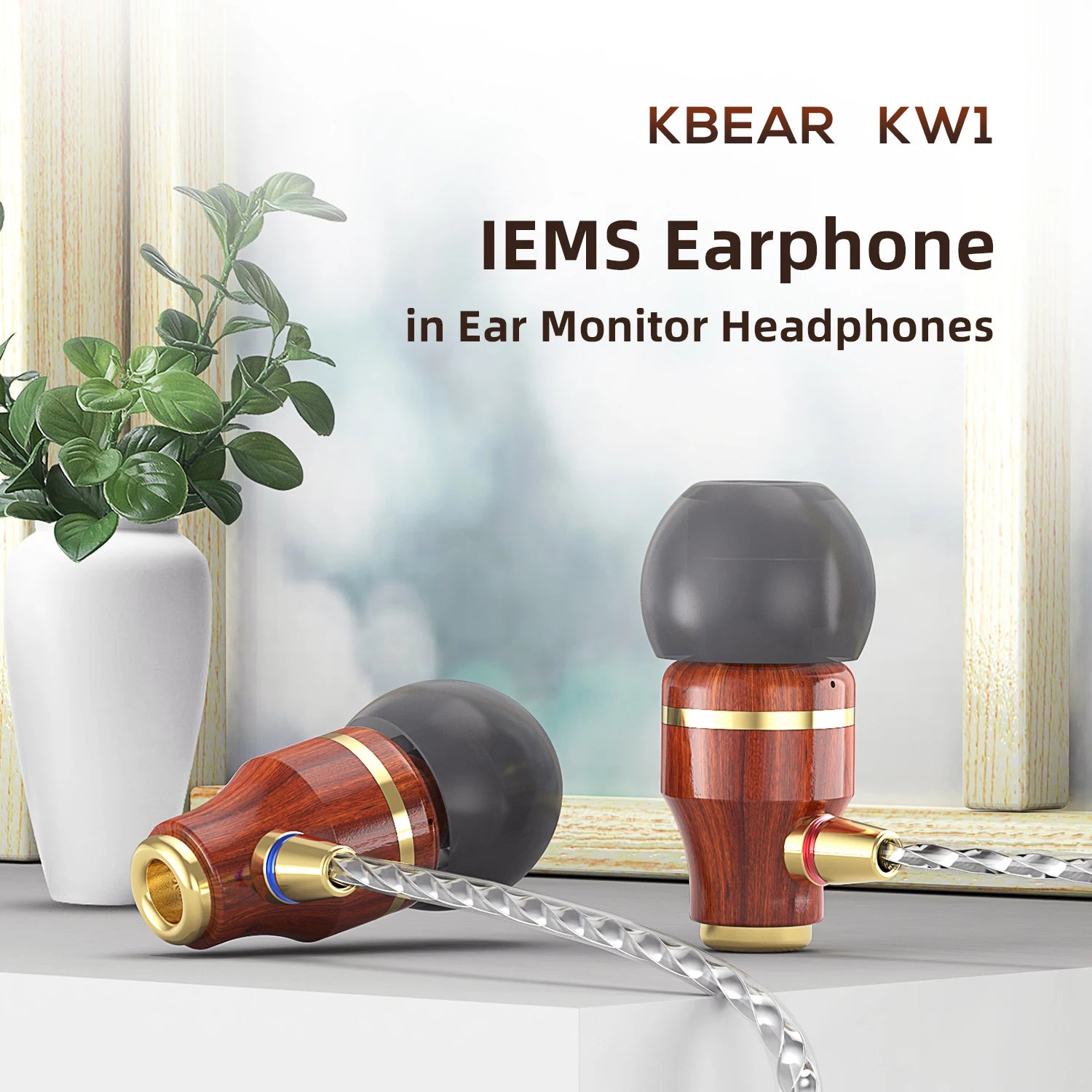 KBEAR KW1 Wired pear Wood in Ear HIFI  Hi-res Earbuds Monitor Headphones  TypeC 3.5mm for iPhone  Lightning