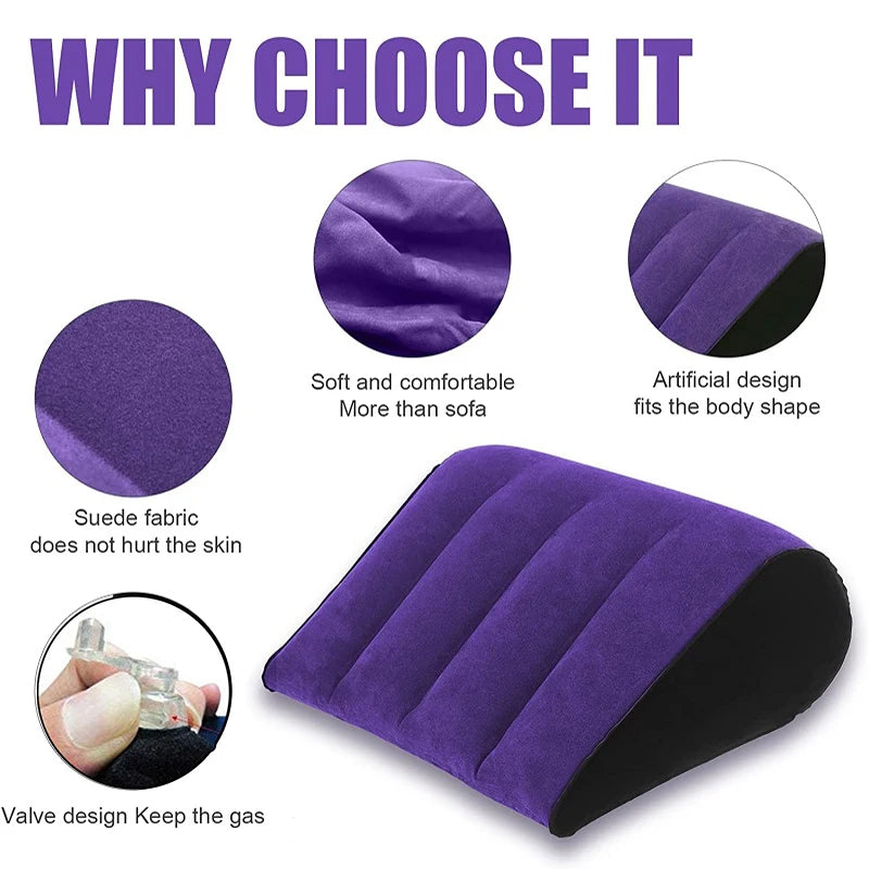 Inflatable Travel Pillow Multifunctional Body Pillow Lumbar Yoga Pillow Travel Positions Support Air Cushion Triangular Pillow