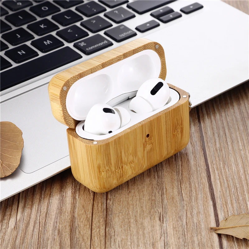 2019 Luxury Handmade Wooden Case for For AirPods Pro Solid wood Protective Cover Case with Anti-lost Buckle for Airpods 3 2021