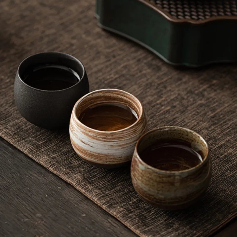 Japanese Style Tea Mugs, Handmade Stoneware Tea Cup, Kung Fu Tea Set, Small Single Cup, Ancient Style