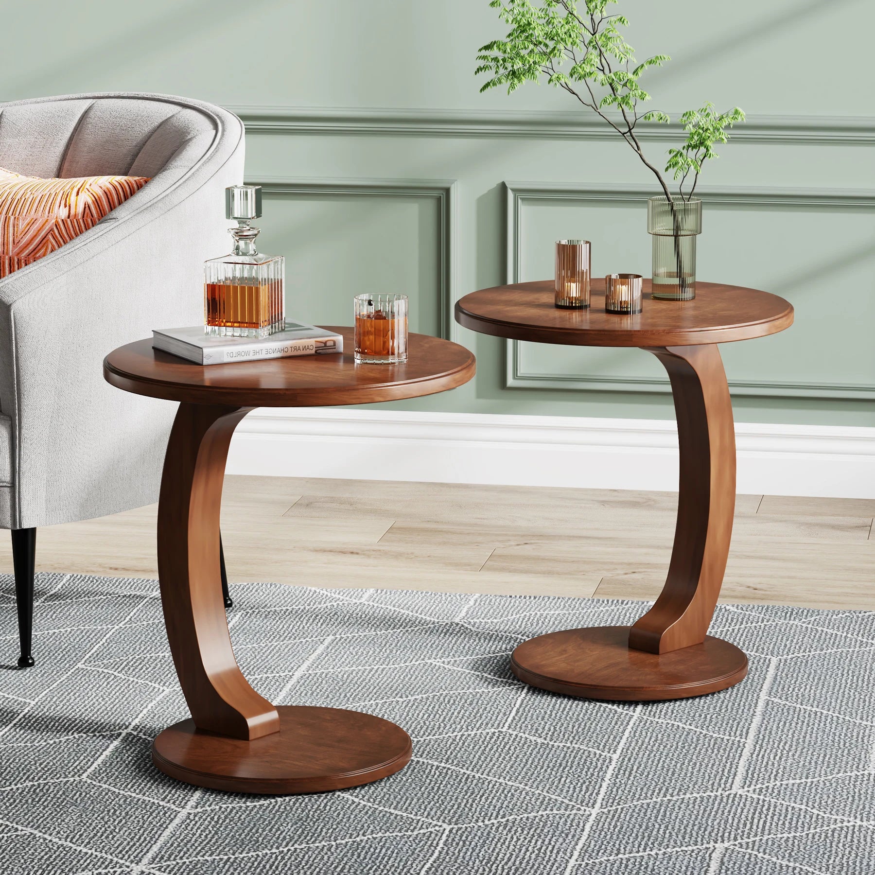 Round End Small Couch Side Table