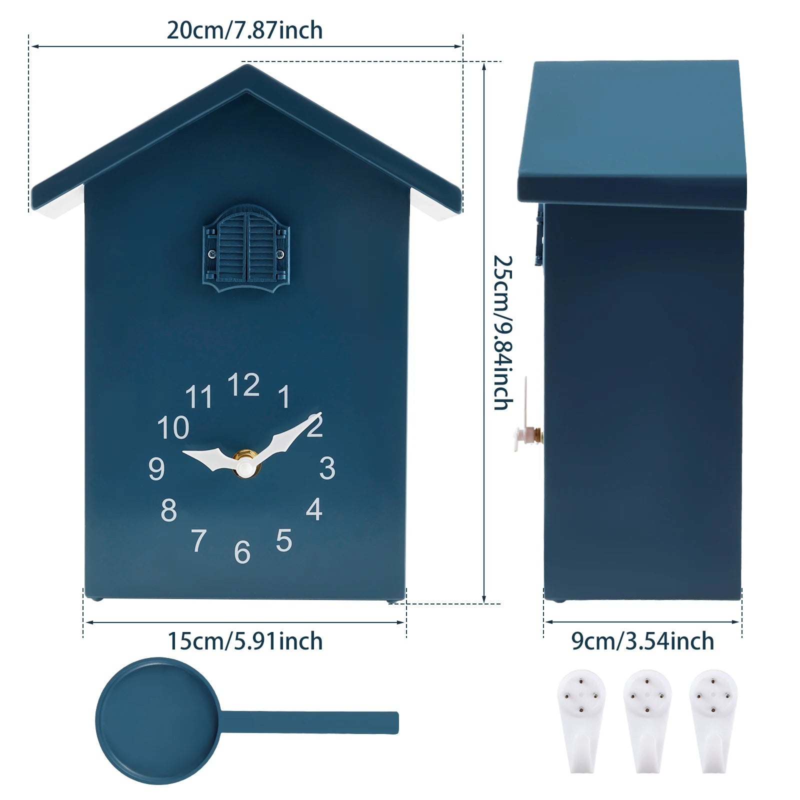 Cuckoo Clock Plastic Cuckoo Wall Clock with Bird Tweeting Sound Hanging Bird Clock Battery Operated Cuckoo Clock White