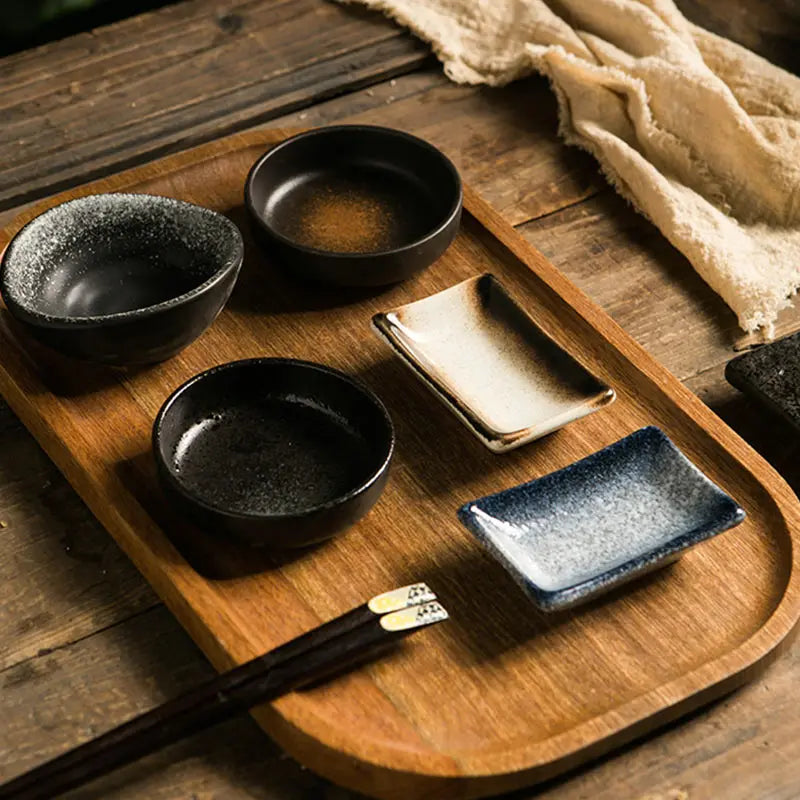 Originality Ceramic Sauce Dish Japanese Retro Sushi Plate Household Dessert Dish Hot Pot Seasoning Bowl Kitchen Soy Sauce Dish