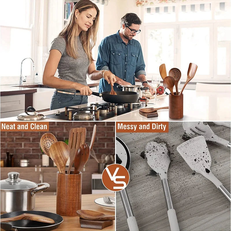 Wooden Kitchen Utensils Set