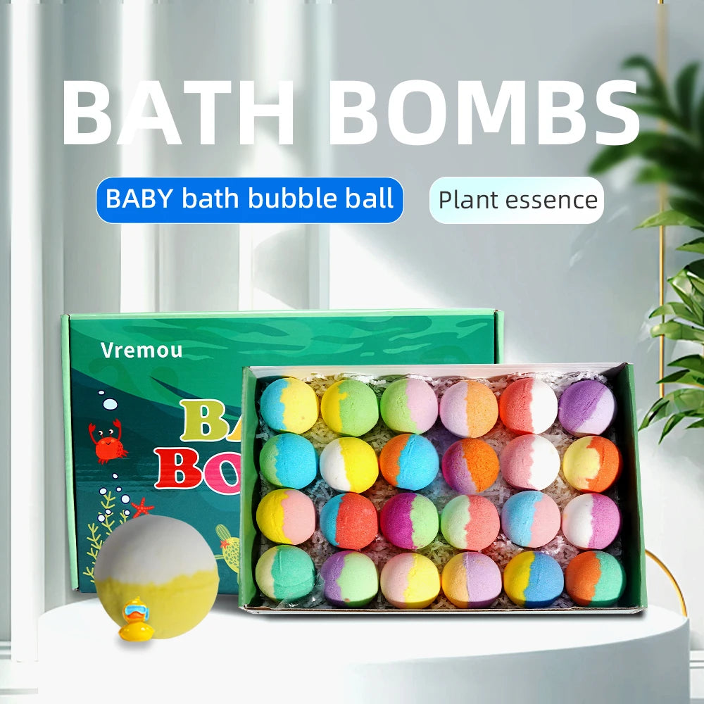 Bath Bombs for Kids with Surprise Inside, 24 Pack Kids Bath Bombs Gift Set, Natural Organic Kids Bubble Bath Fizzy for Girls Boy