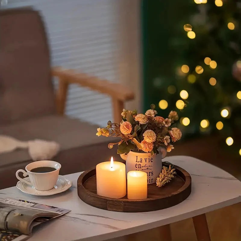 Rustic Round Wood Tray