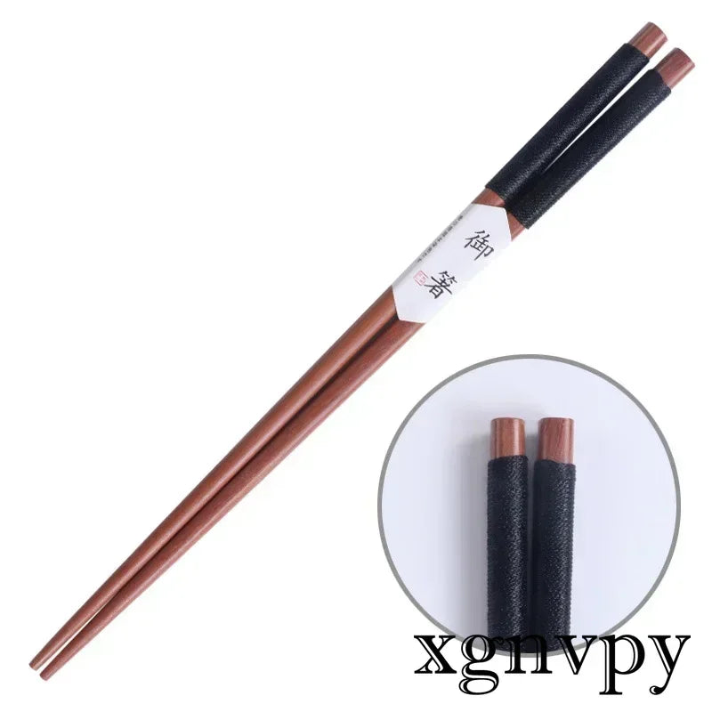 Xgnvpy 4PCS Handmade Japanese Natural Chestnut Wood Sushi Chopsticks Set Value Gift Sushi Chinese Food Tie Line