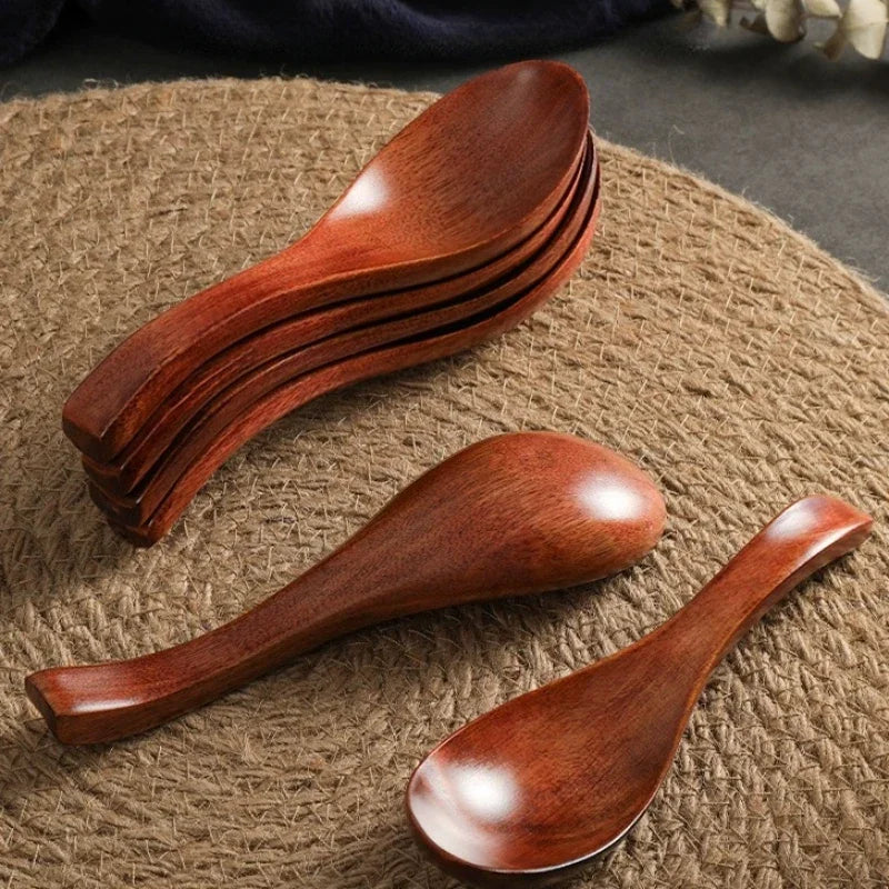 Wooden Spoon Long Handle Short Handle Soup Spoon Korean Kitchen Cooking Japanese Kitchen Utensils Ramen Spoon