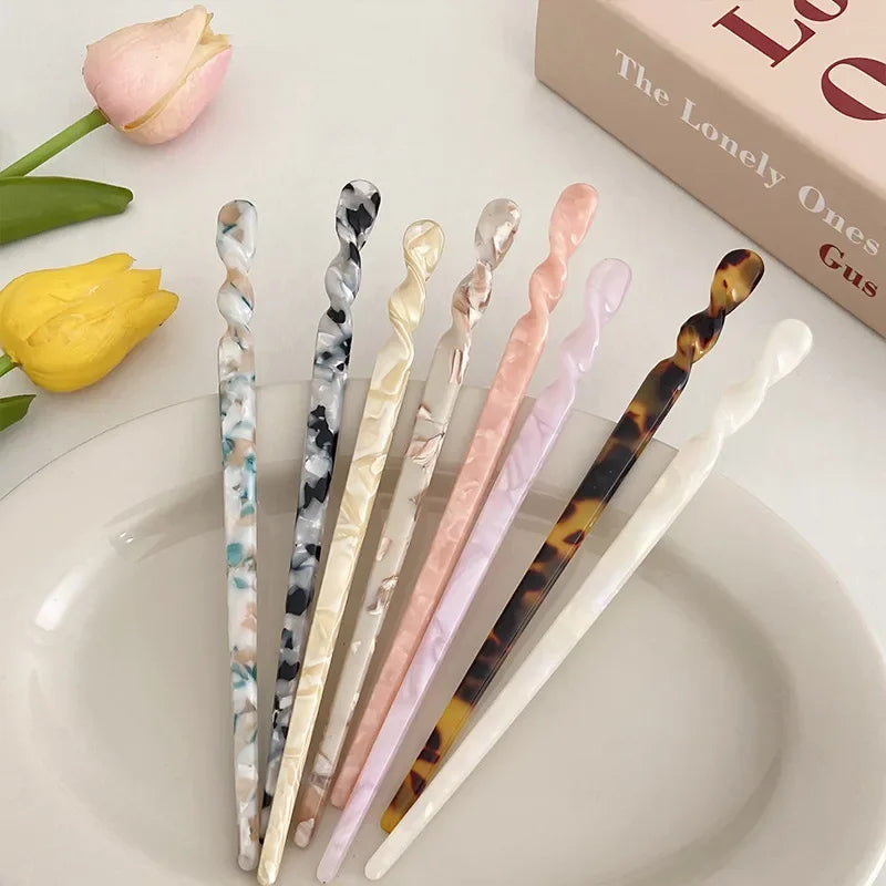 Chinese Style Hair Sticks Vintage Acetate Resin Chopstick Women Hairpins Clip Pin Headwear Wedding Jewelry Accessories