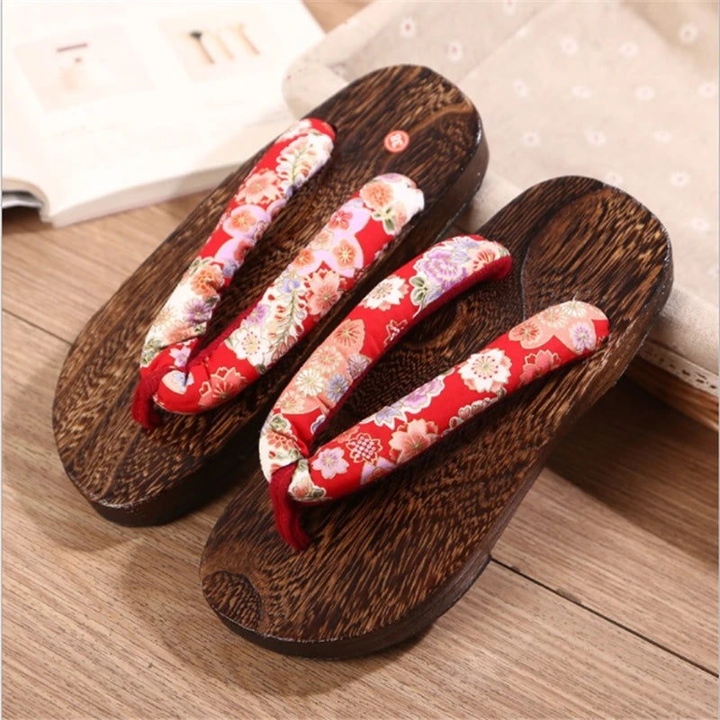 Japanese Traditional Geta Flat Bottom Unisex Wooden Paulownia Clog Man Woman Ninja Cosplay Shoes Flip Flop Summer Sandals