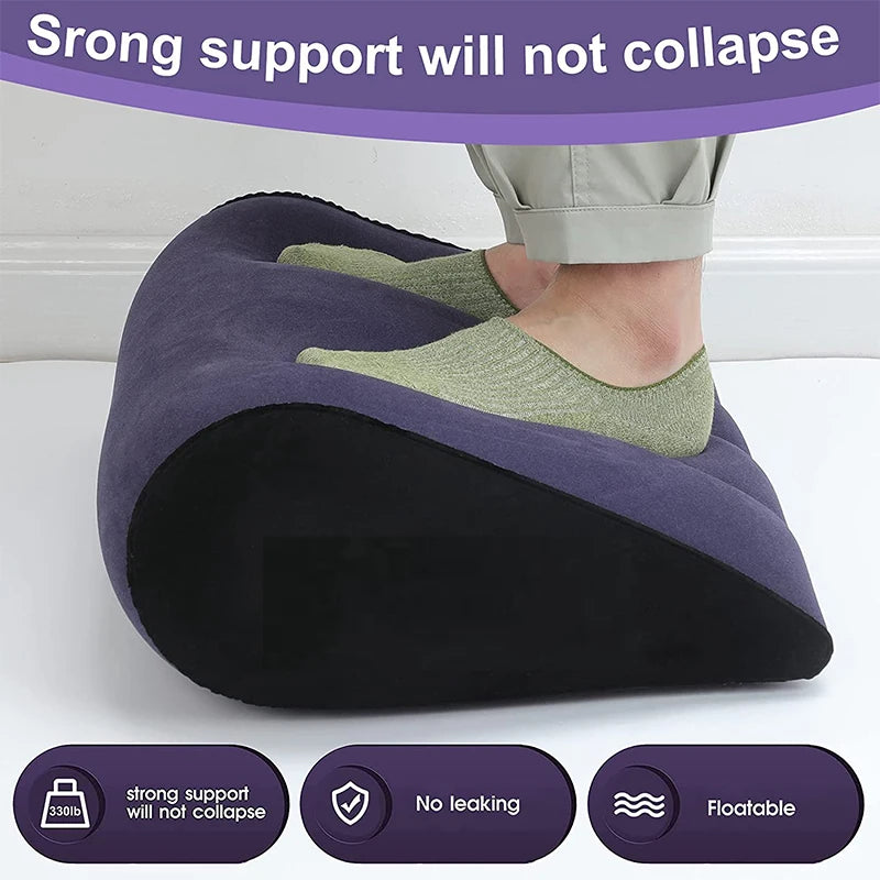 Inflatable Travel Pillow Multifunctional Body Pillow Lumbar Yoga Pillow Travel Positions Support Air Cushion Triangular Pillow