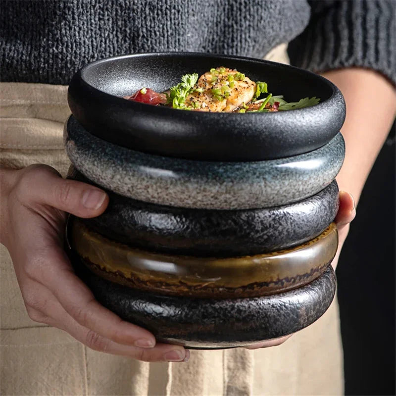 Creative retro ceramic sushi dishes Japanese and Korean snacks small dishes and plates sets ceramic plate japanese dish set