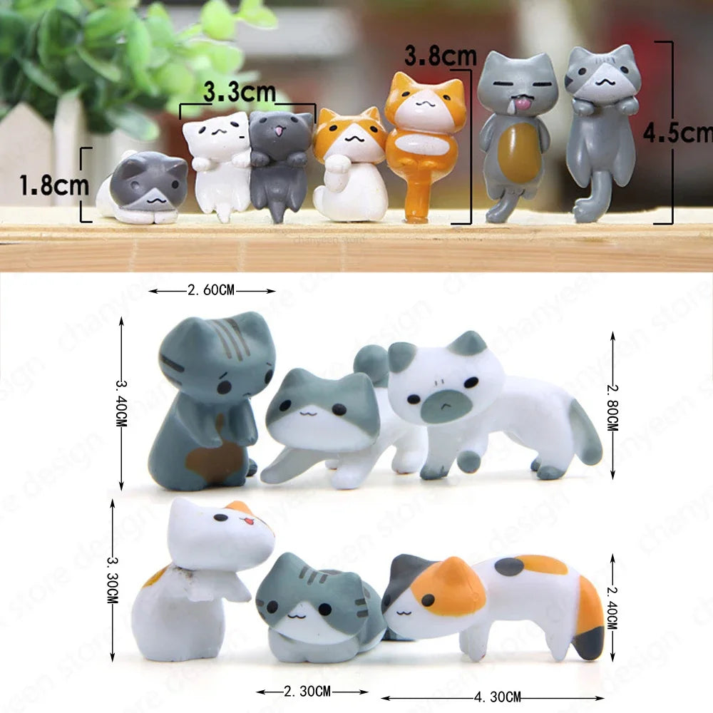 6-12Pcs Kawaii Cat Ornament Miniature Kitten Figurines Toy Statue Gift for Kids Children Garden Room Decoration Home Decoration