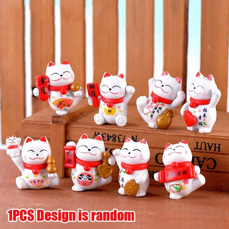 Min Lucky Wealth Waving Hand Fortune Cat PVC Home Car Interior Decoration Creative Gift Lucky Cat Maneki Neko Ornaments Decor